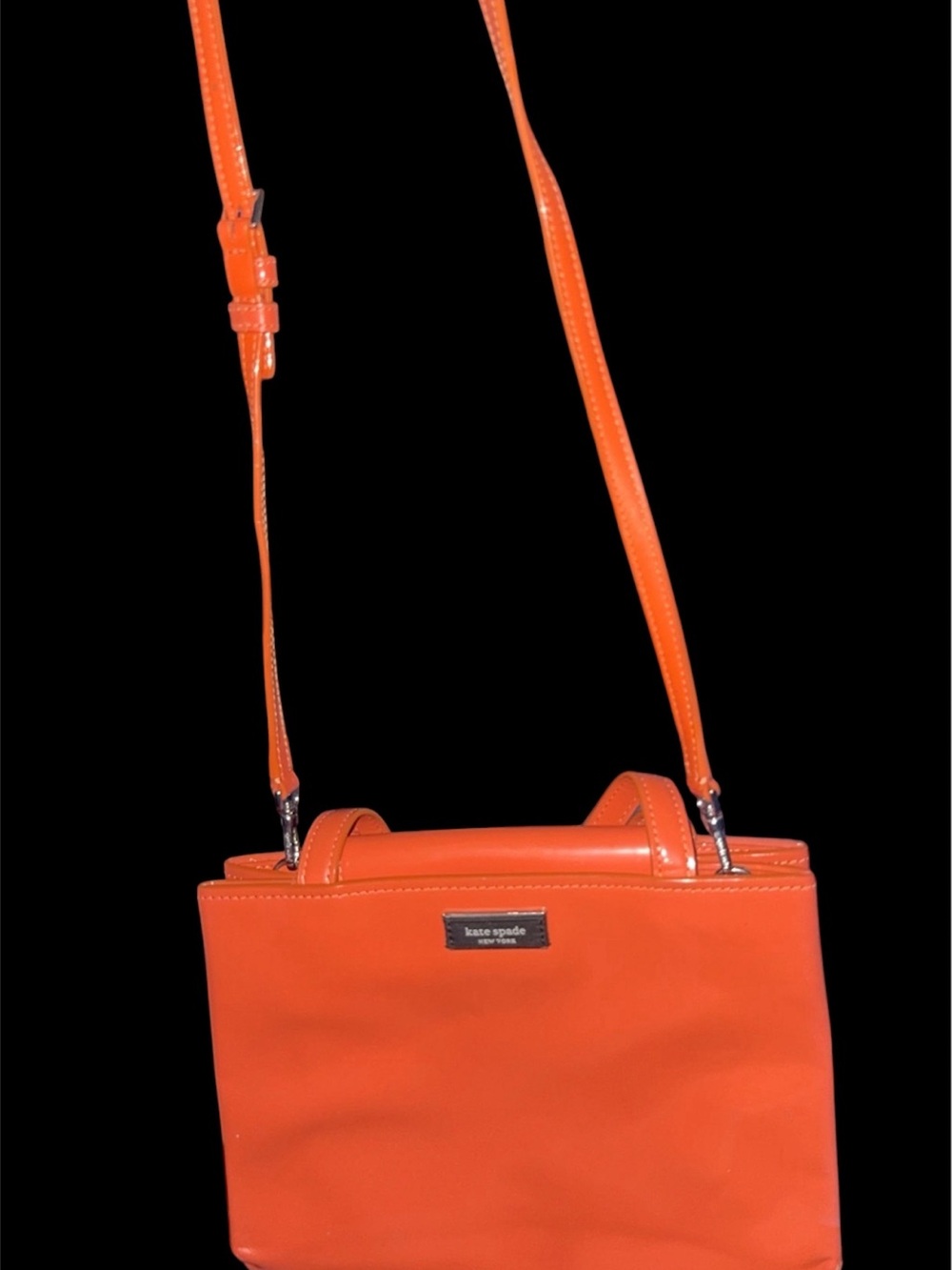 NWOT Kate Spade New York Orange Patent Crossbody Bag - Picture 2 of 3